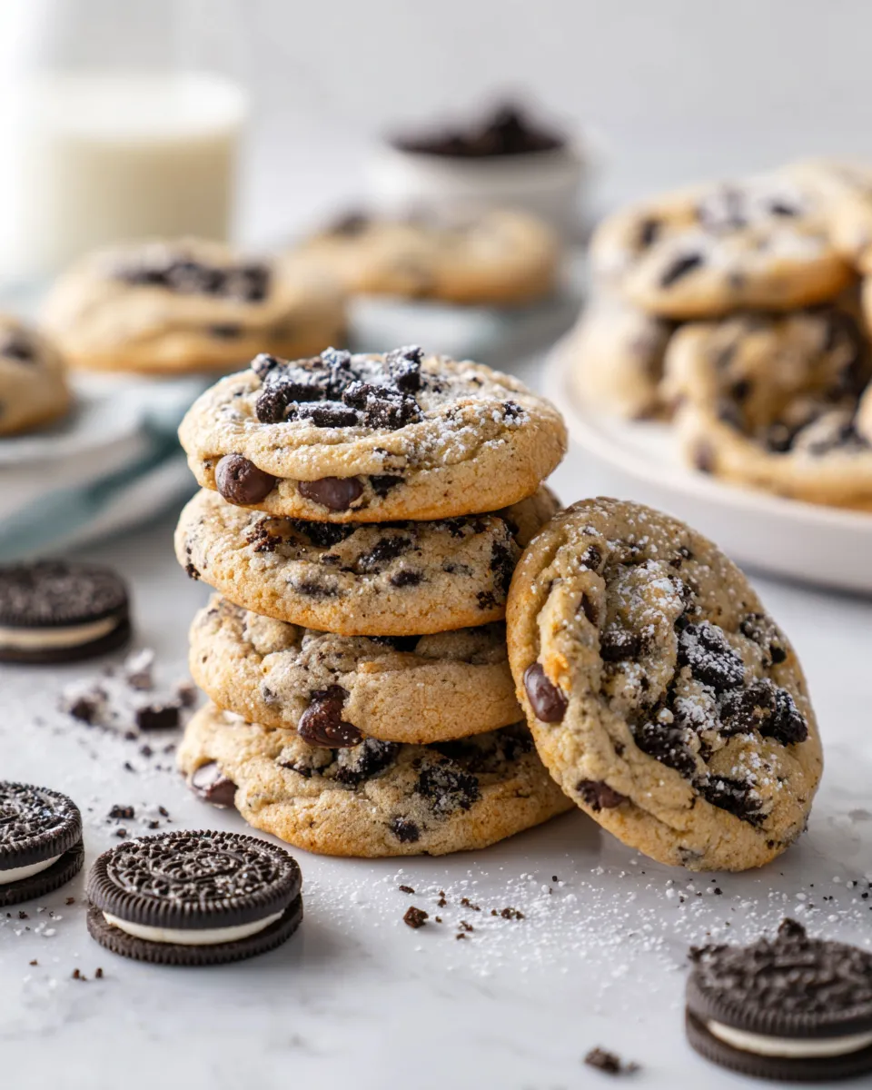 Oreo chocolate chip cookies baked to perfection, ideal for holiday enjoyment and sharing with loved ones.
