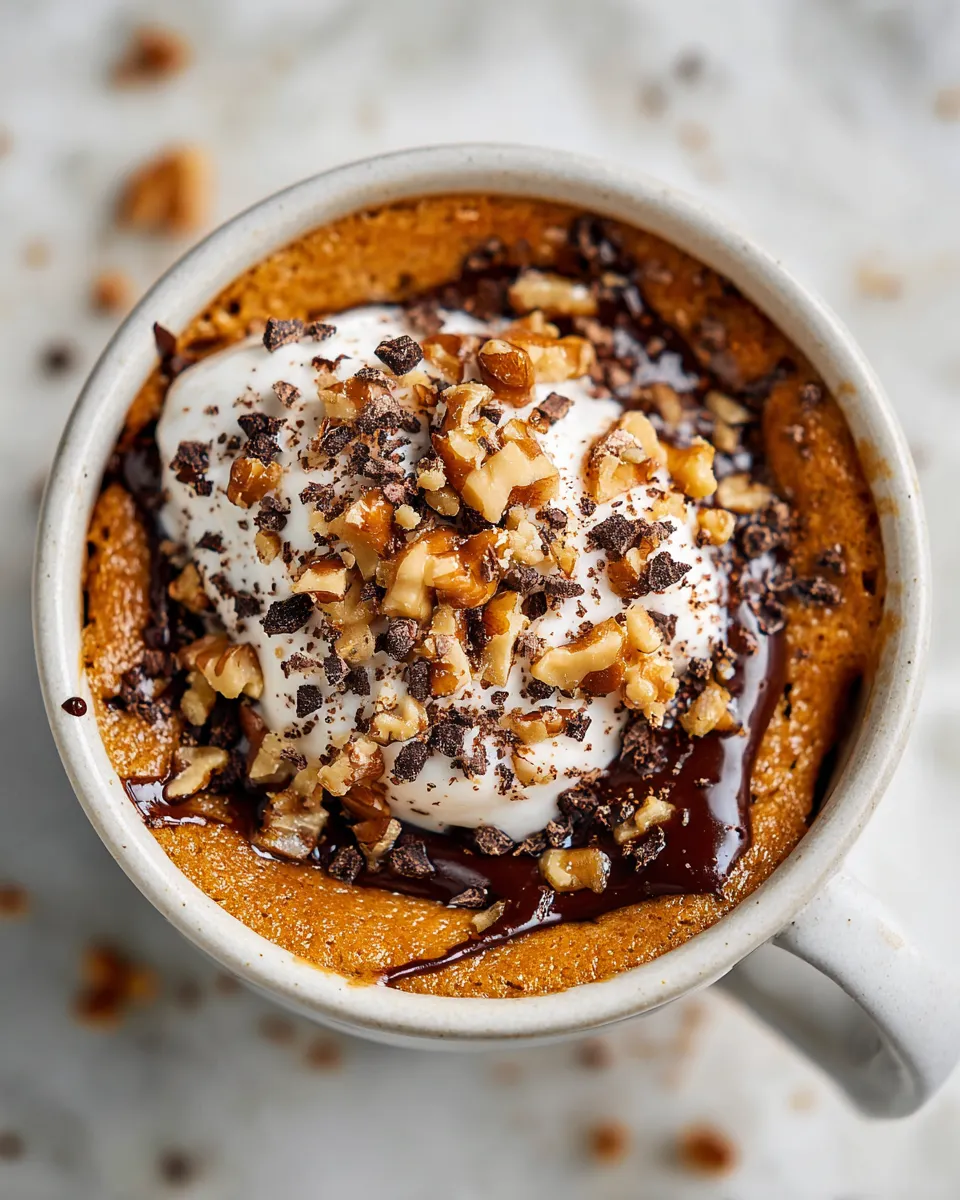 Quick Peanut Butter Mug Cake in a microwave-safe mug, perfect for cozy nights. Easy dessert ready in 5 minutes, ideal for holiday treats!