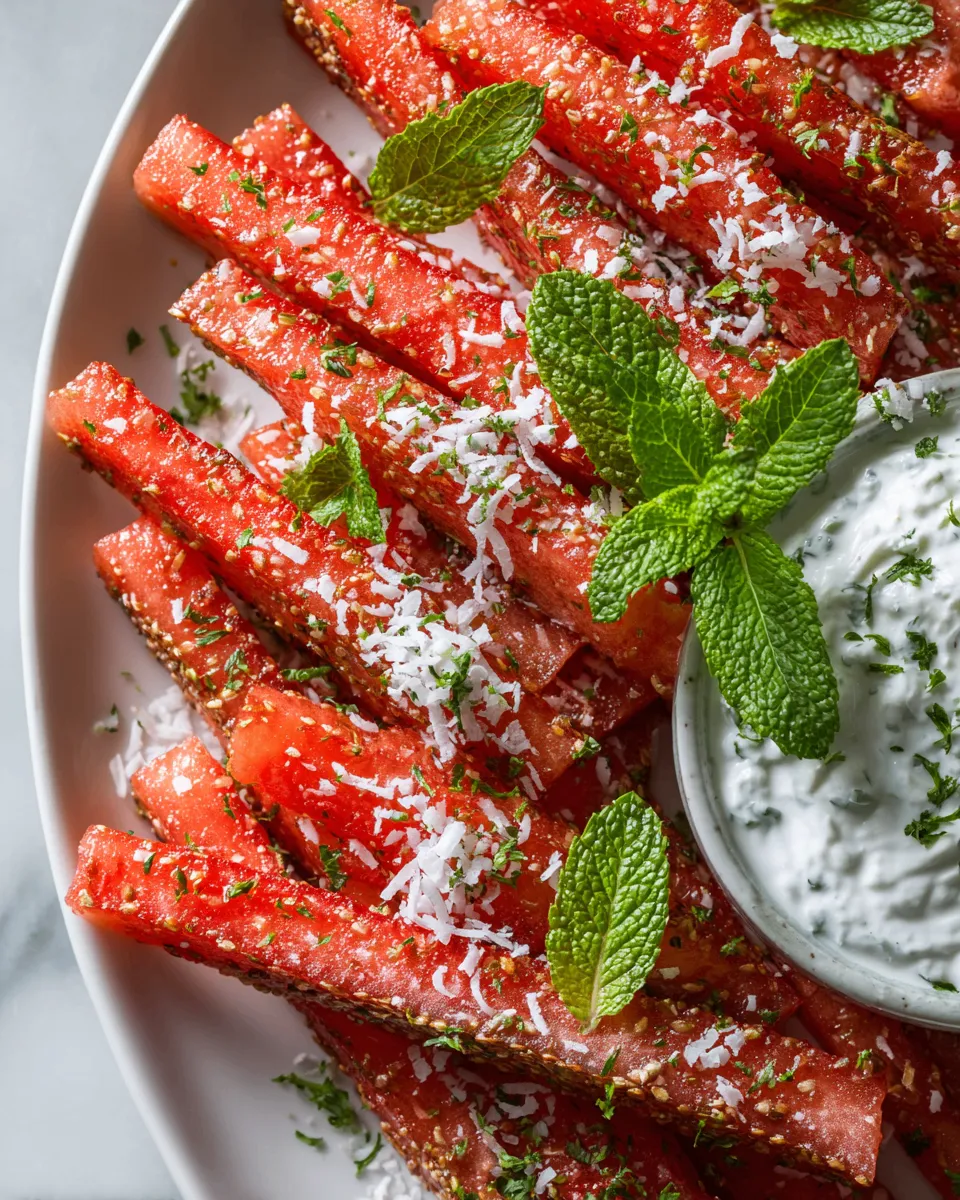 Refreshing Watermelon Fries with Coconut Lime Dip - a perfect healthy snack for gatherings
