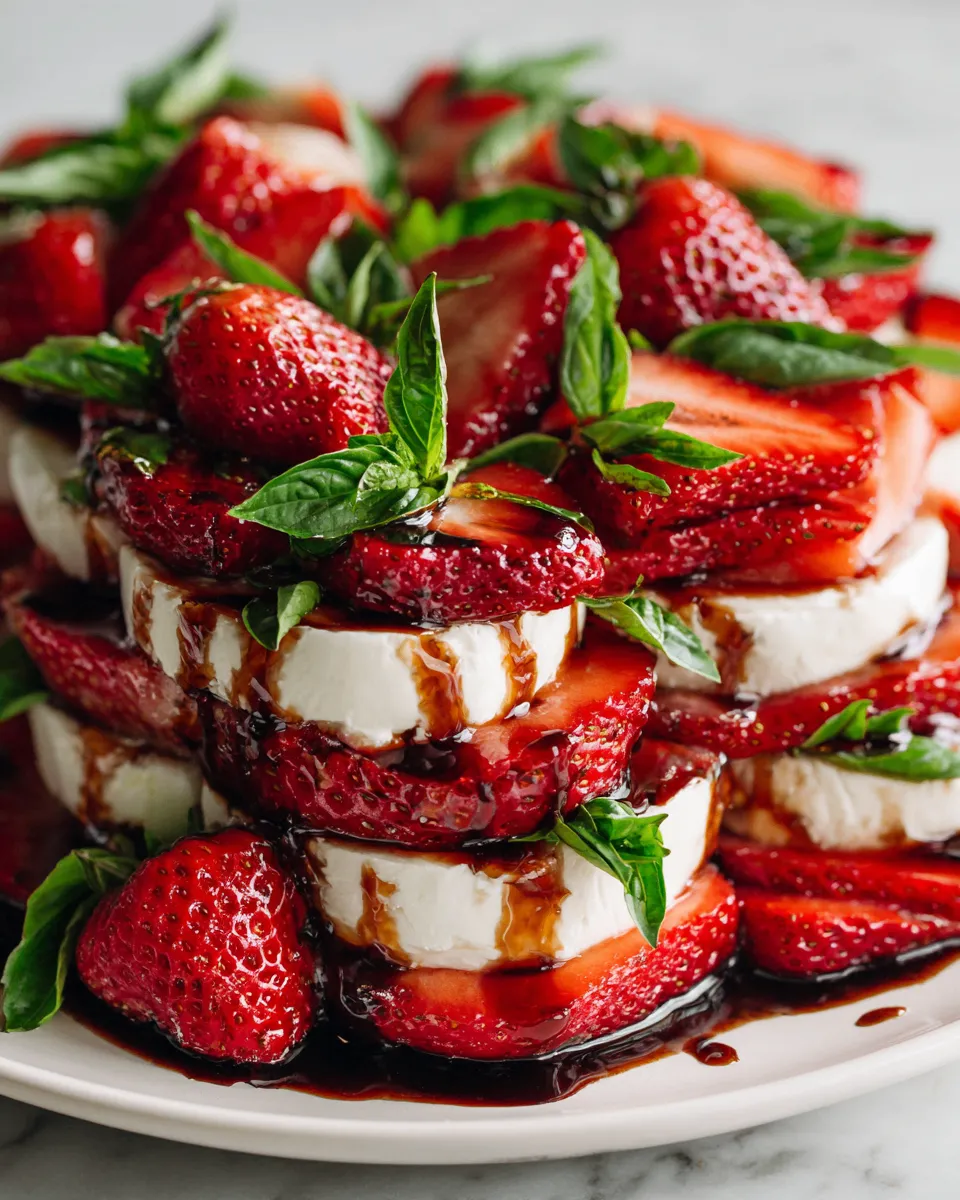 Vibrant Balsamic Strawberry Caprese with fresh strawberries and mozzarella