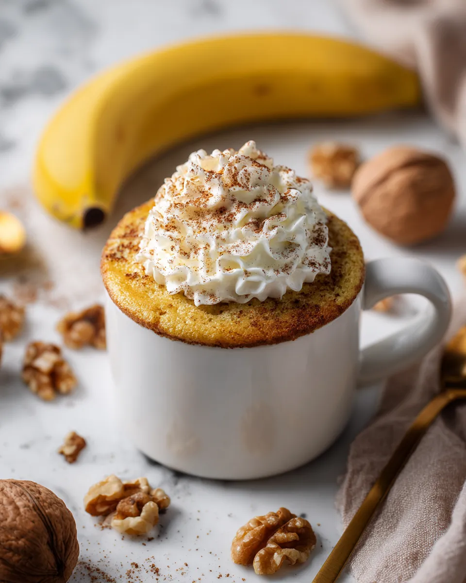 Easy banana bread mug cake recipe, perfect for quick desserts and holiday comfort.