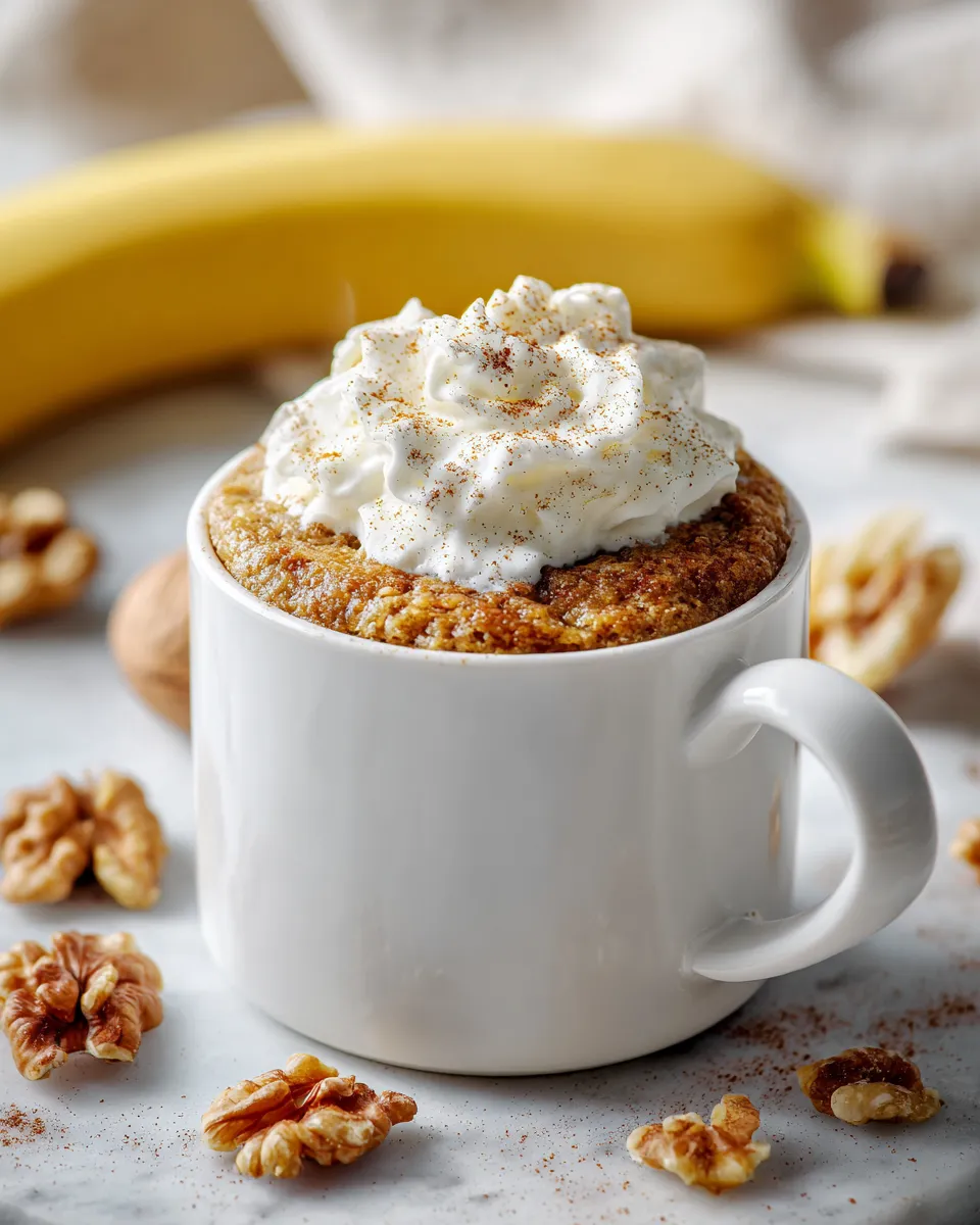 Easy banana bread mug cake recipe, perfect for quick desserts and holiday comfort.