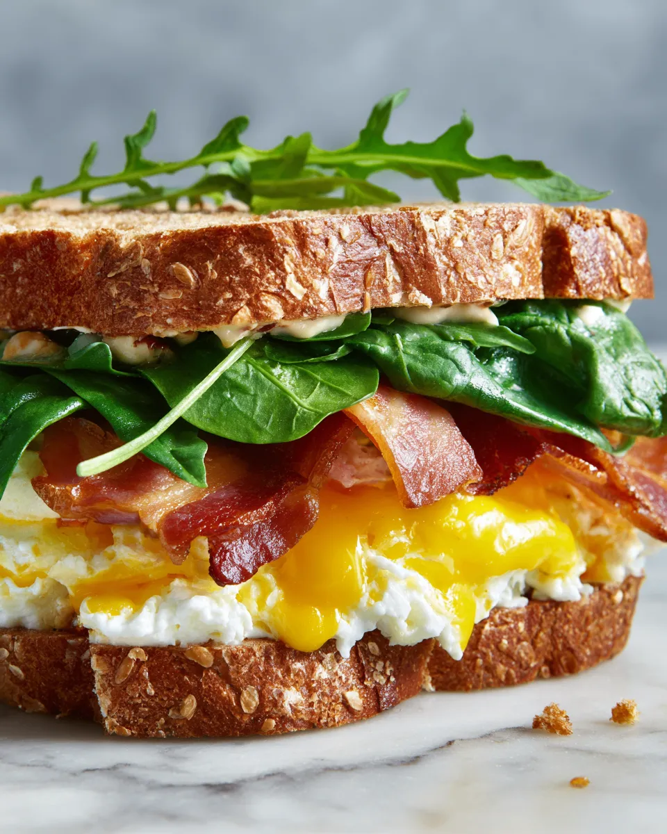 Quick Egg White, Turkey Bacon & Cheese Sandwich Quick Egg White, Turkey Bacon & Cheese Sandwich recipe for busy mornings, nutritious breakfast, easy meal prep, NYC-inspired, 20-minutes, satisfying, protein-packed.