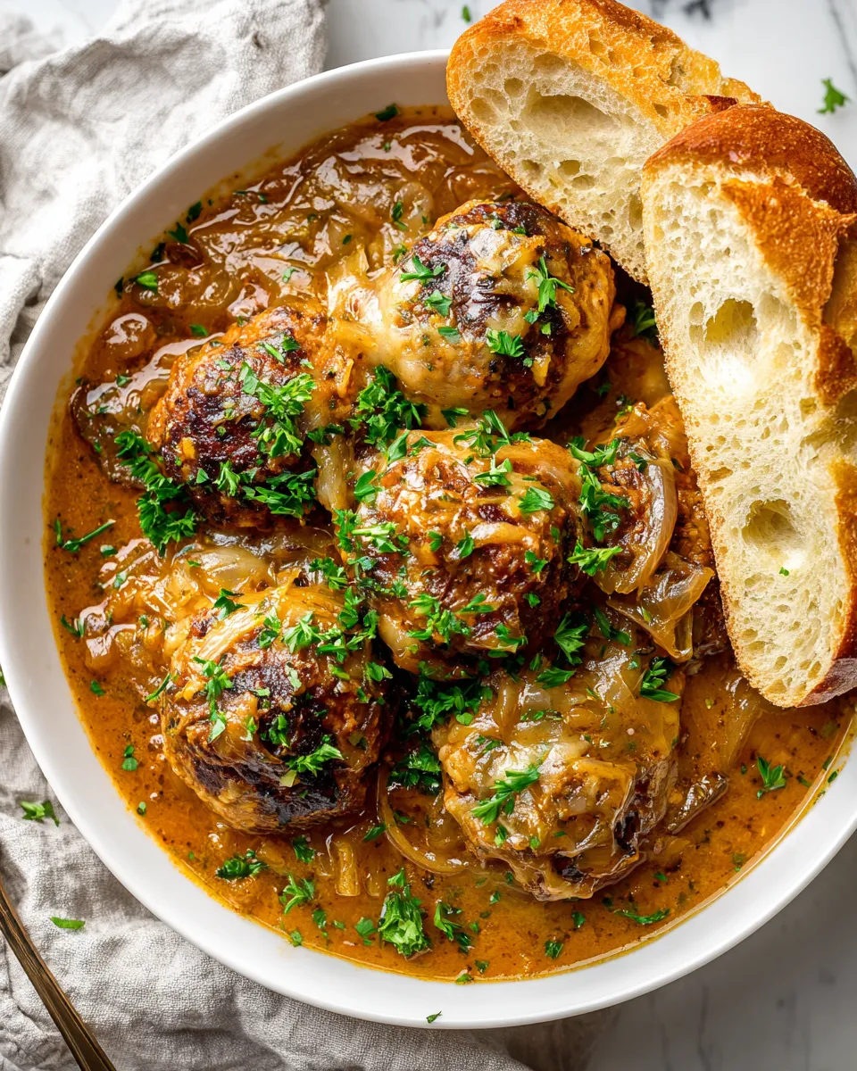 Crock Pot French Onion Meatballs