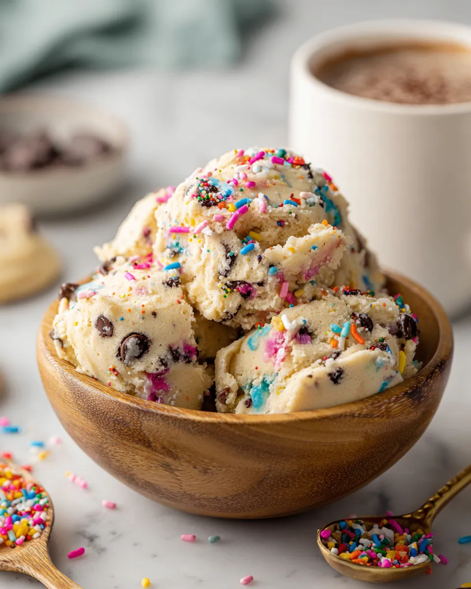 Edible cookie dough recipe, safe to eat raw, no baking required, perfect for holidays and gifting.