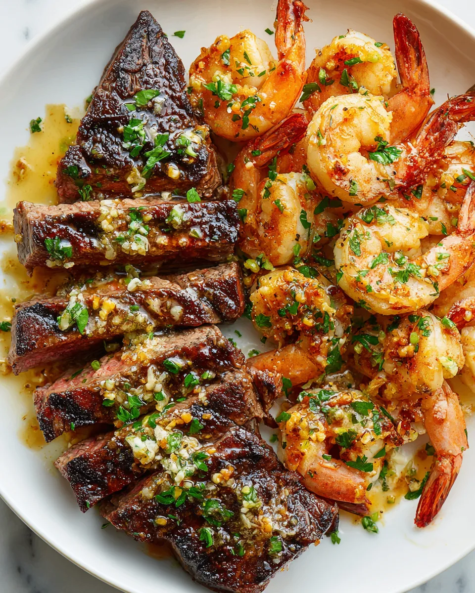 Garlic Butter Grilled Steak and Shrimp