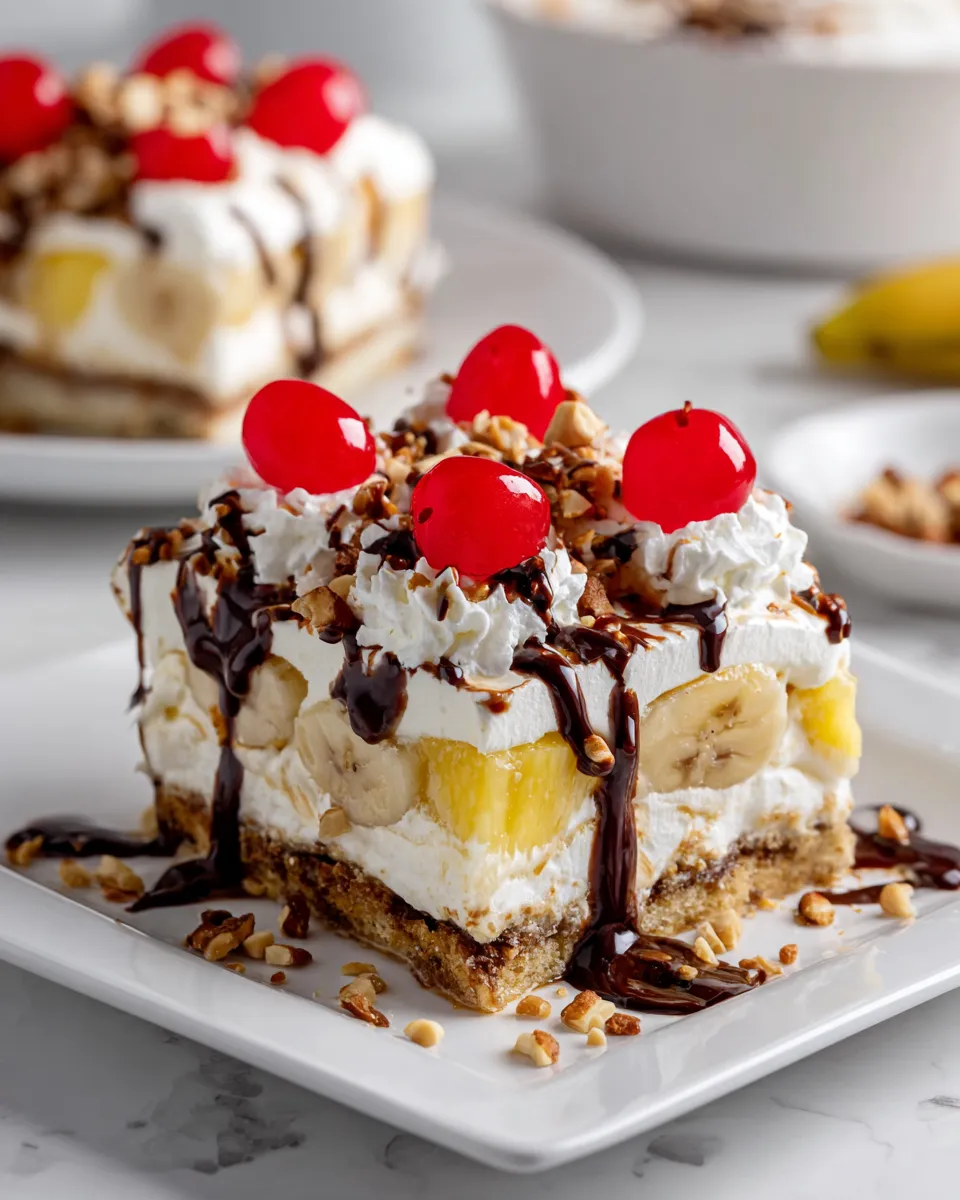 Delicious No Bake Banana Split Dessert Delicious No Bake Banana Split Dessert