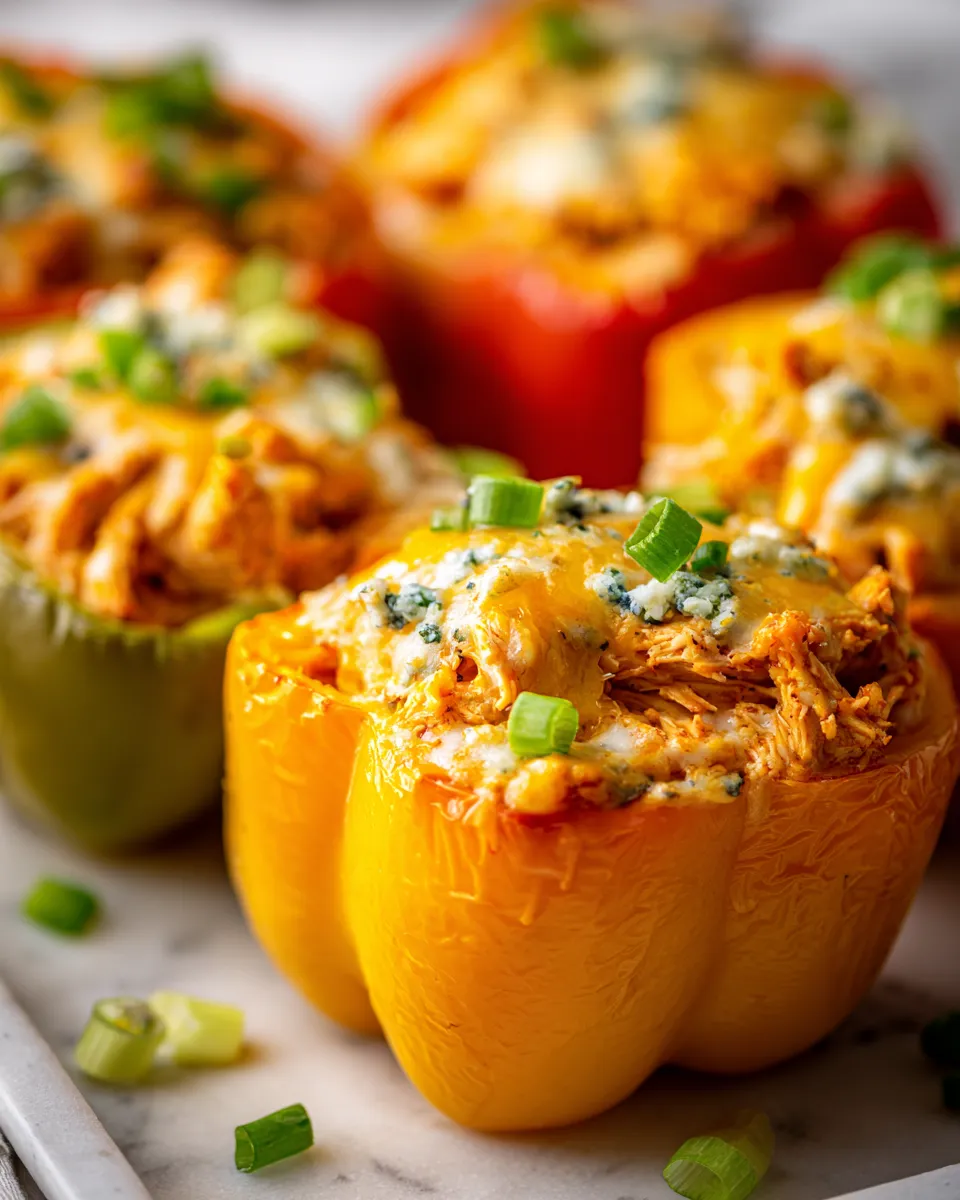 Satisfying Buffalo Chicken Stuffed Peppers