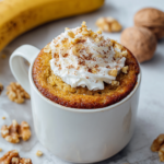 Easy banana bread mug cake recipe, perfect for quick desserts and holiday comfort.