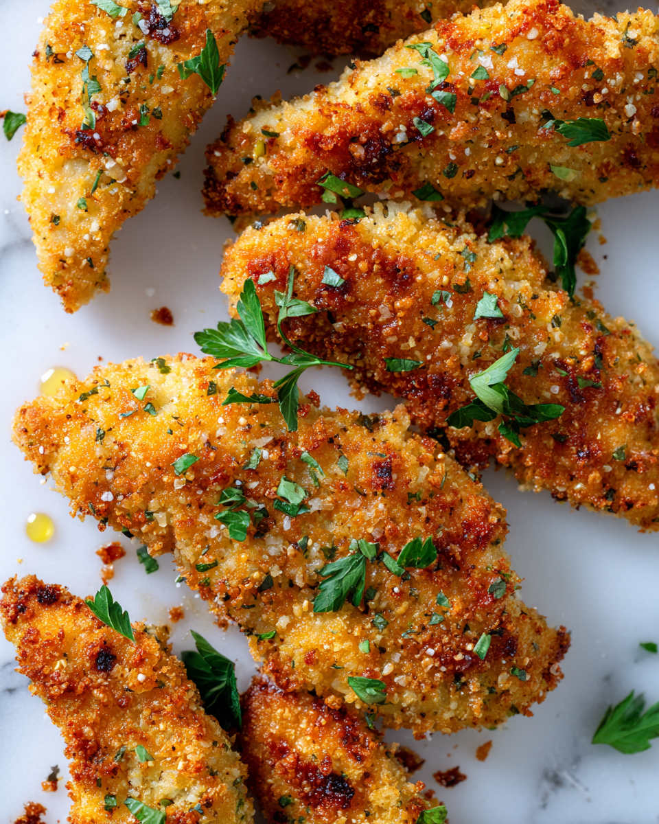 Crispy baked chicken tenders marinated in buttermilk with crunchy Panko coating, perfect for any occasion.