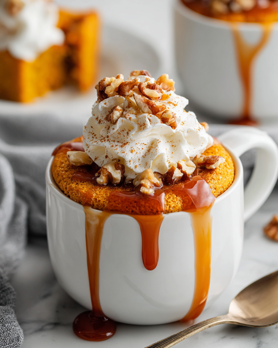 Enjoy a warm pumpkin mug cake, a quick and cozy dessert capturing fall's flavors, perfect for one serving or a sweet treat in minutes.