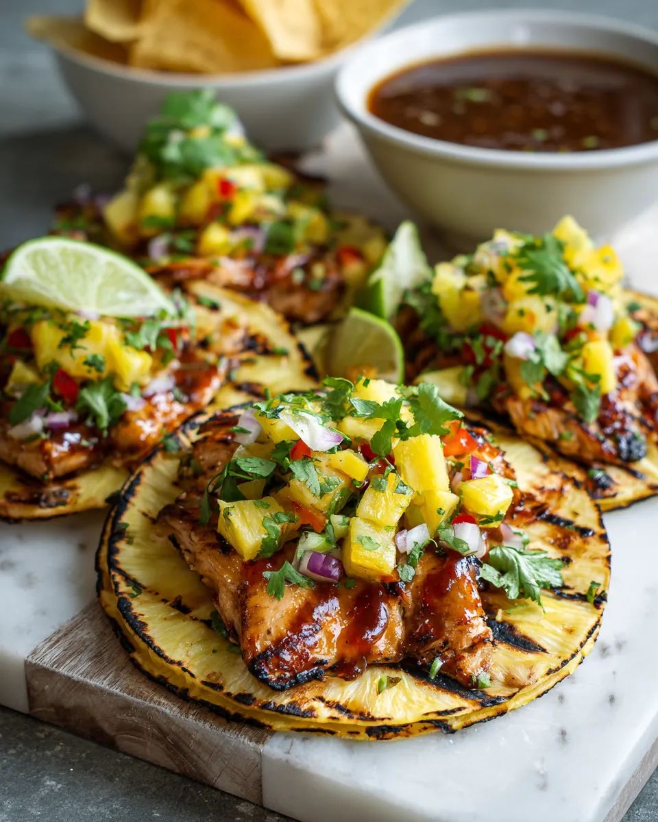 Festive Teriyaki Chicken Tacos with Pineapple Salsa