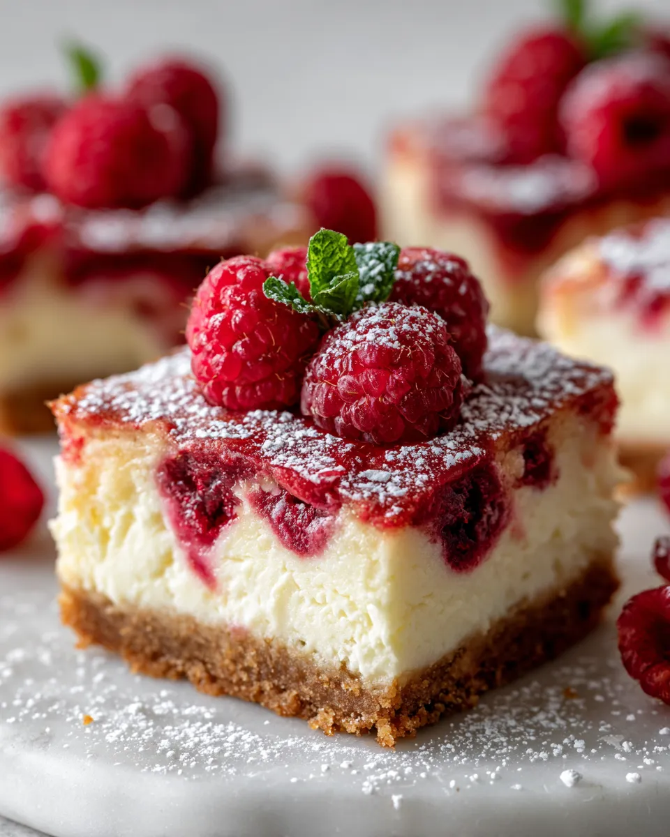 Creamy Raspberry Cheesecake Bars for the Holidays
