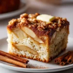 Cinnamon apple cake with a crunchy topping, perfect for autumn desserts and holiday gatherings. Easy to make and delicious warm or at room temperature.