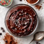 Delicious edible brownie batter recipe safe to eat raw, perfect for indulging during the holidays with rich chocolate flavors.