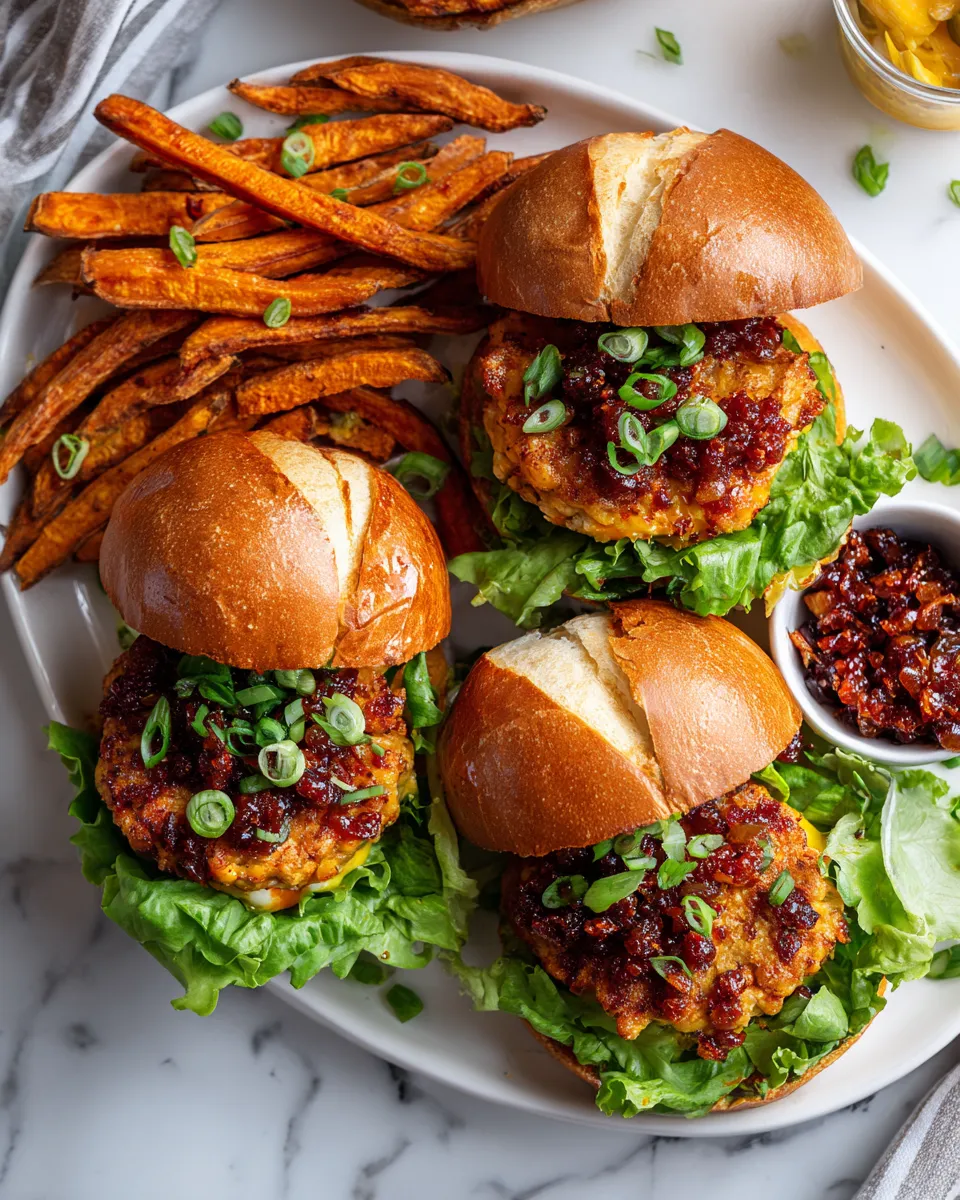 Gochujang Chicken Burgers with Kimchi Bacon Jam