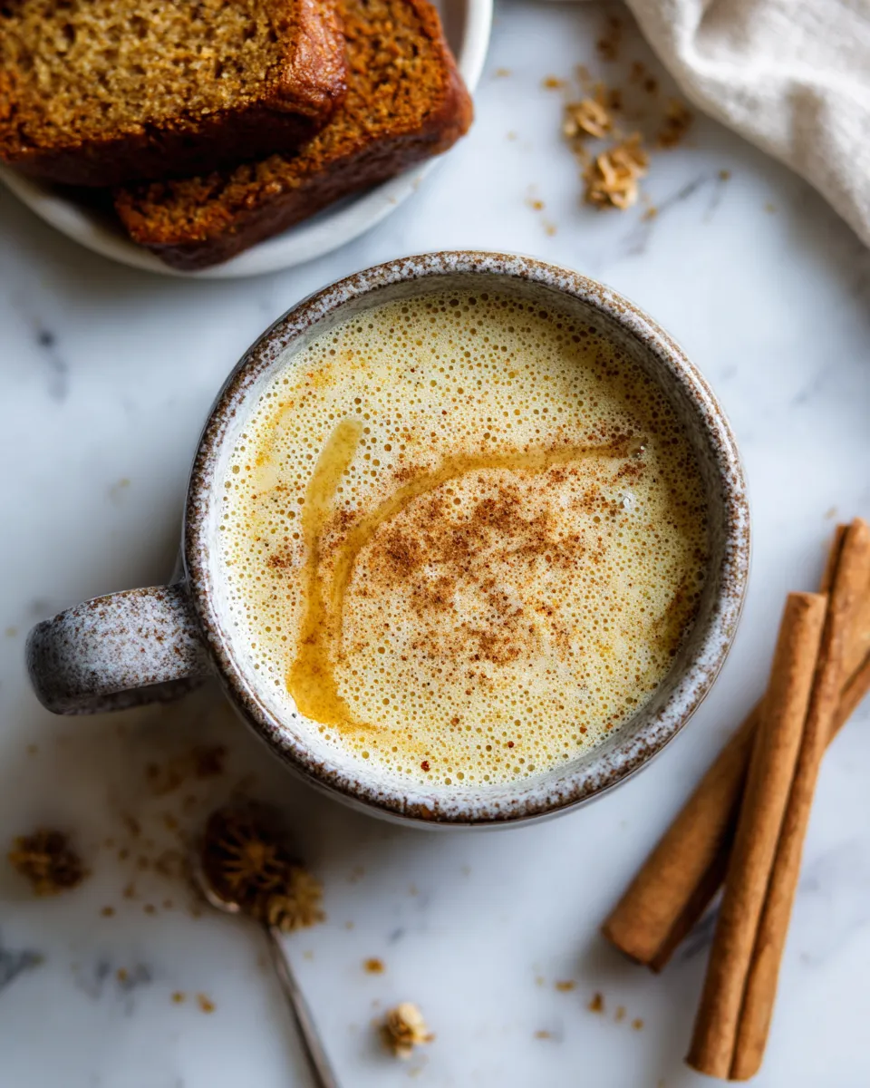 Delicious oat milk honey latte made with brewed coffee and warm oat milk, perfect for cozy autumn afternoons. Homemade festive latte drink.