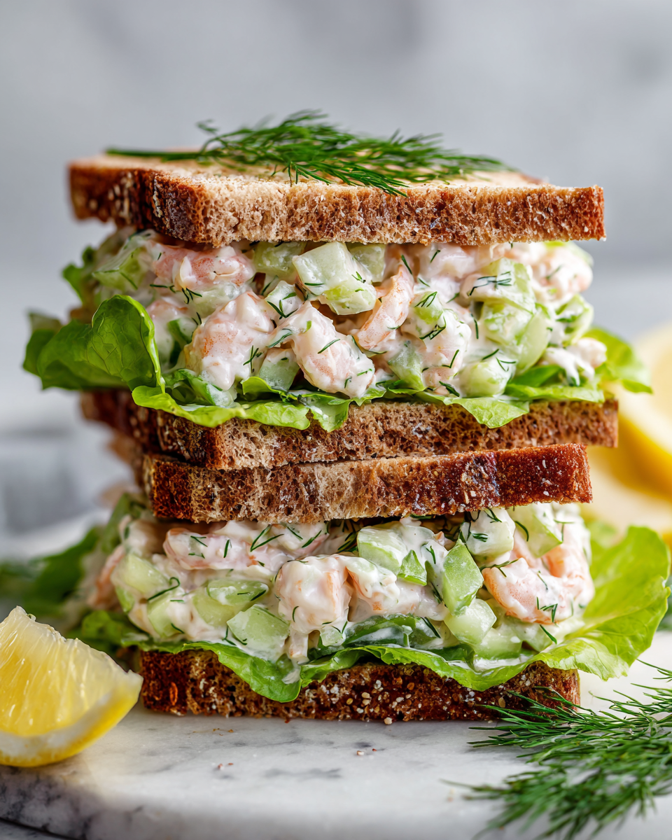 Delicious Shrimp Salad Sandwich with Cucumber and Dill ed5dc246 d271 4c96 935d 3e1d7460f34etl