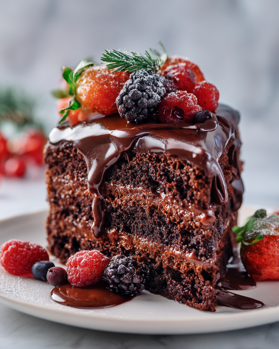 Moist chocolate cake perfect for holiday gatherings, easy to make, festive dessert, ideal for celebrations, homemade goodness